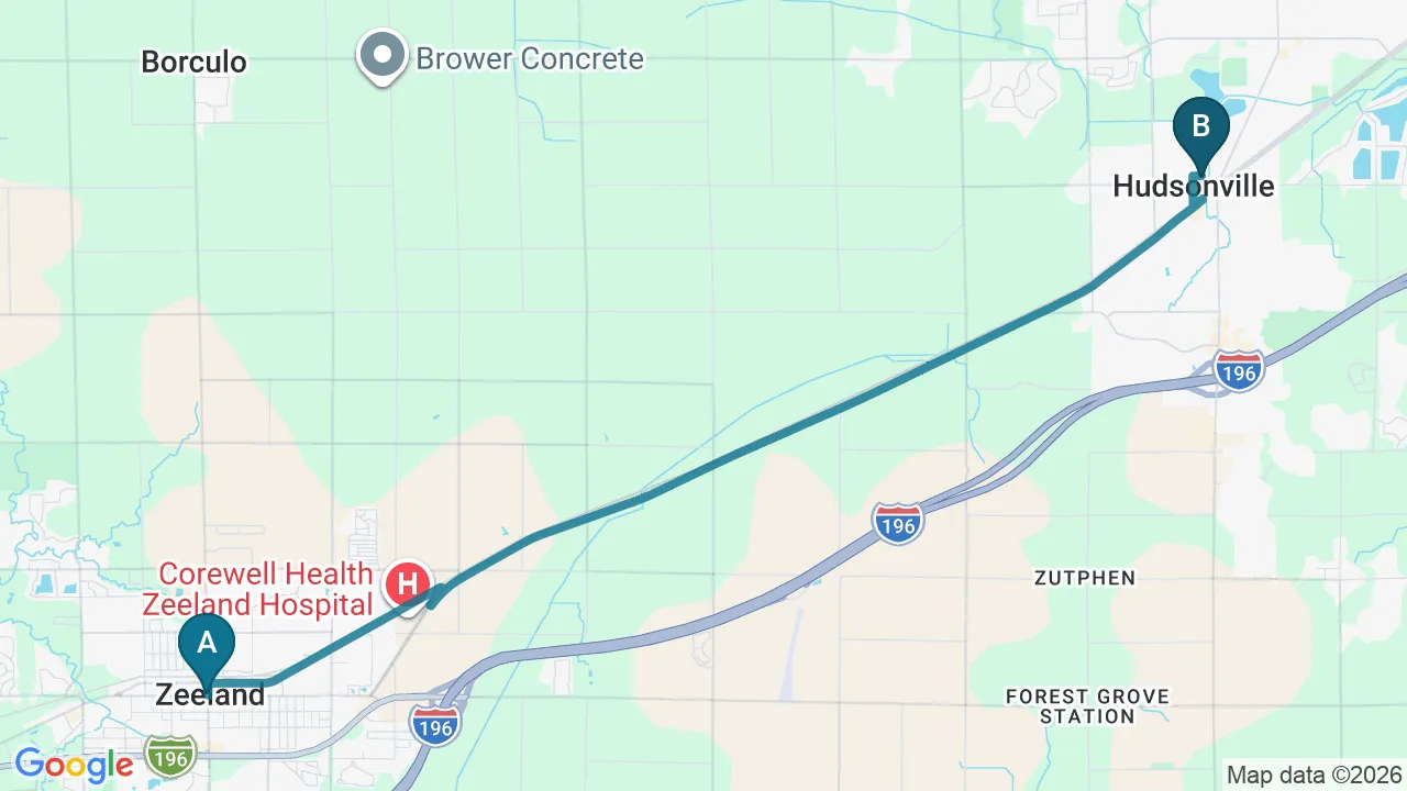 Driving directions map from Zeeland, MI to Total Balance Chiropractic in Chicago